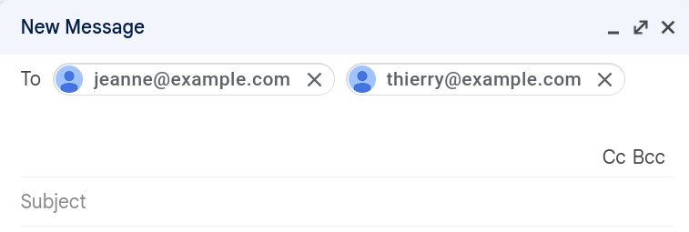 message which has two different email adresses as recipients