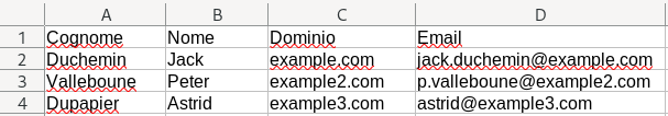 Aggiunta dell'indirizzo e-mail professionale mancante nel file clienti